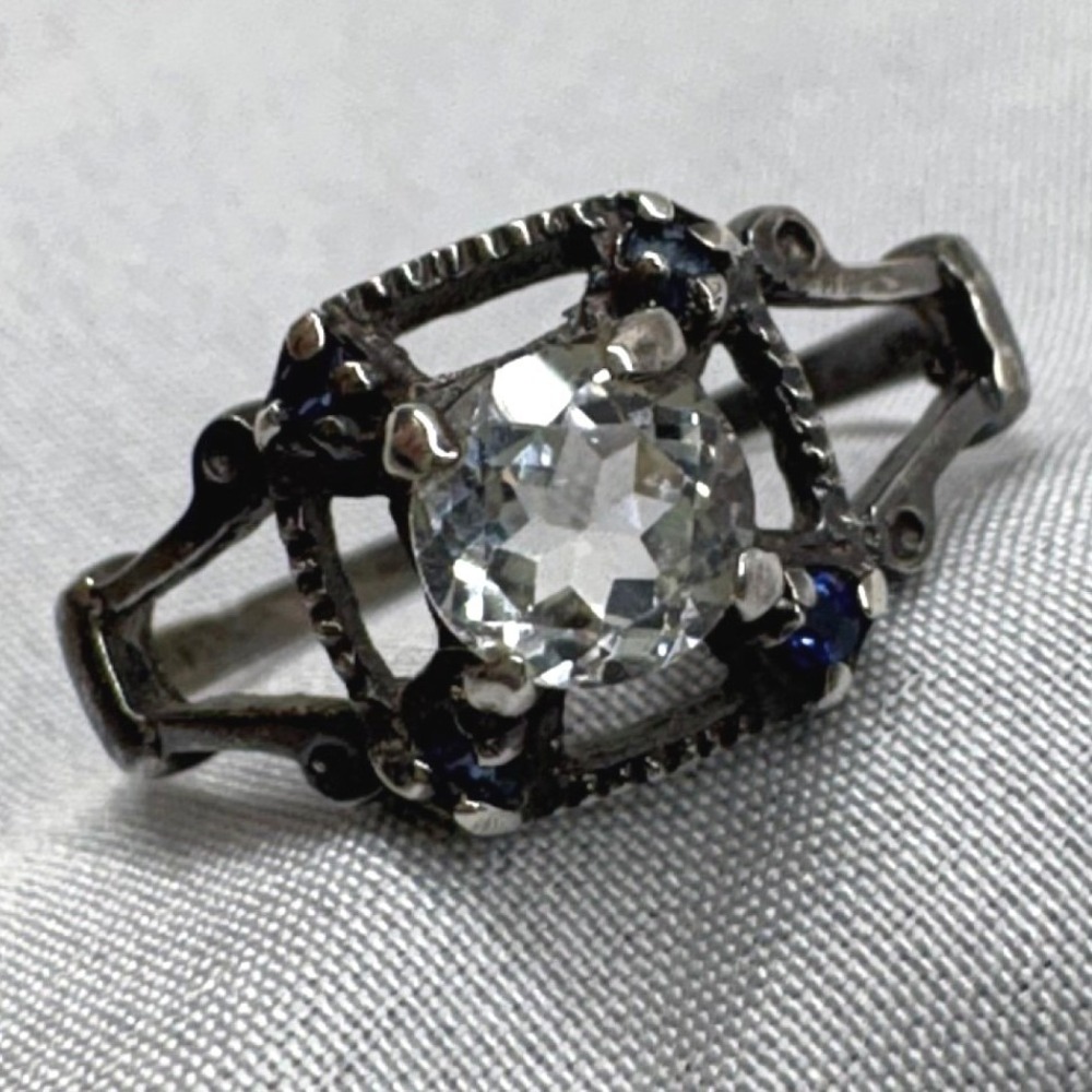 Unbranded Ring Womens Size 10 Silver Good Sterling 925 Blue Accent Vintage